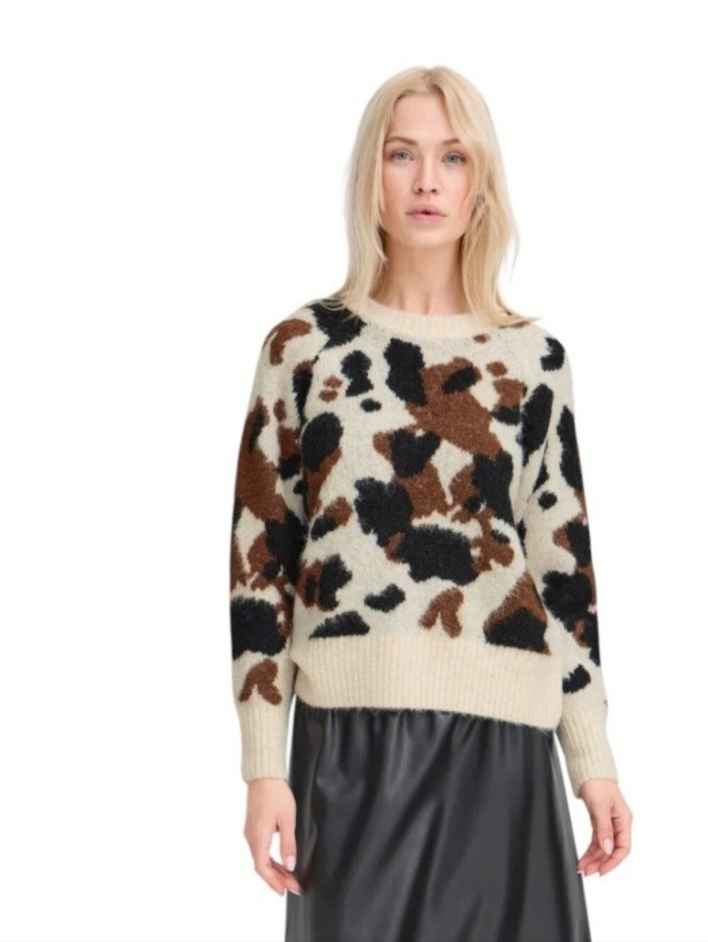 B. Young Omea Cow Pattern Sweater Birch
